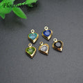 LiWan Plaza Jewelry Wholesale Market 18K Gold Plated Multi Color 7x11mm Heart Crystal Charms for DIY Jewelry Making Findings