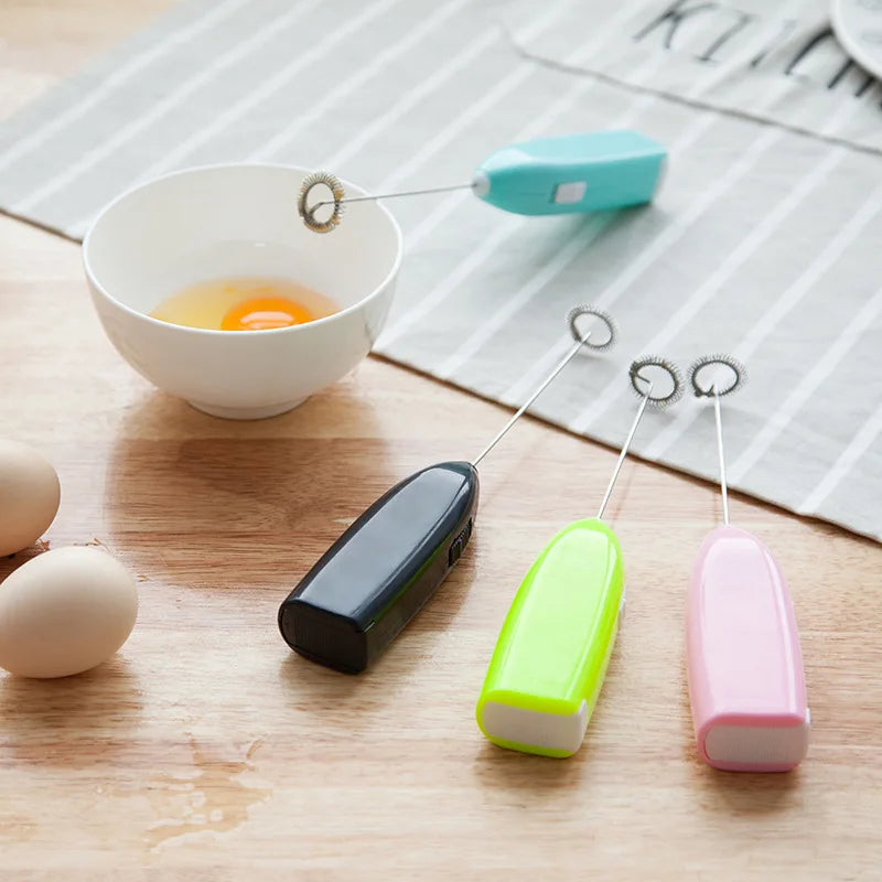 Electric Handheld Egg Beater Stainless Steel Coffee Milk Tea Blender Milk Frother Household Kitchen Whisk Cooking Accessories