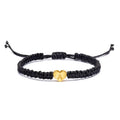 Wholesale Black Handmade Woven Heart Alphabet Charm Bracelet Braided 26 Initial Bracelet for Women