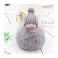 Black Face Baby Doll Toy DropshipCute Sleeping Baby Doll Key Chains for Women Bag Toy Key Ring Fluffy Pom Pom Faux Fur Plush Key