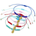 Go2boho Handmade Bohemian Fashion Crystal Beaded Bracelets Lucky Evil Eye Hamsa Hand Pendant Good Luck Healing Jewelry Women Men