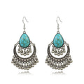 Vintage Silver Drop Dangle Earrings Set for Women Girls Hypoallergenic Simulated Turquoise Pack Fashion Waterdrop Jewelry