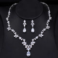 Women Luxury Wedding Costume Accessories Bright Cubic Zircon Crystal Bridal Earrings and Necklace Jewelry Sets for Brides