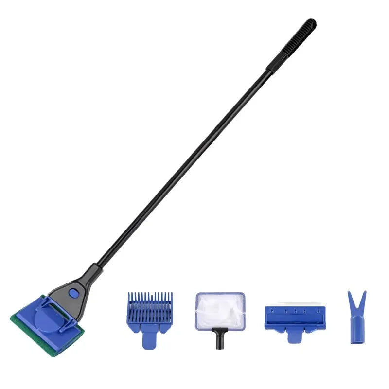 Aquarium Fish tank Cleaning Tool Tool Seaweed Scraper Set 5 in 1 and Fish tank Gravel Cleaner-siphon Vacuum to Replace the Water