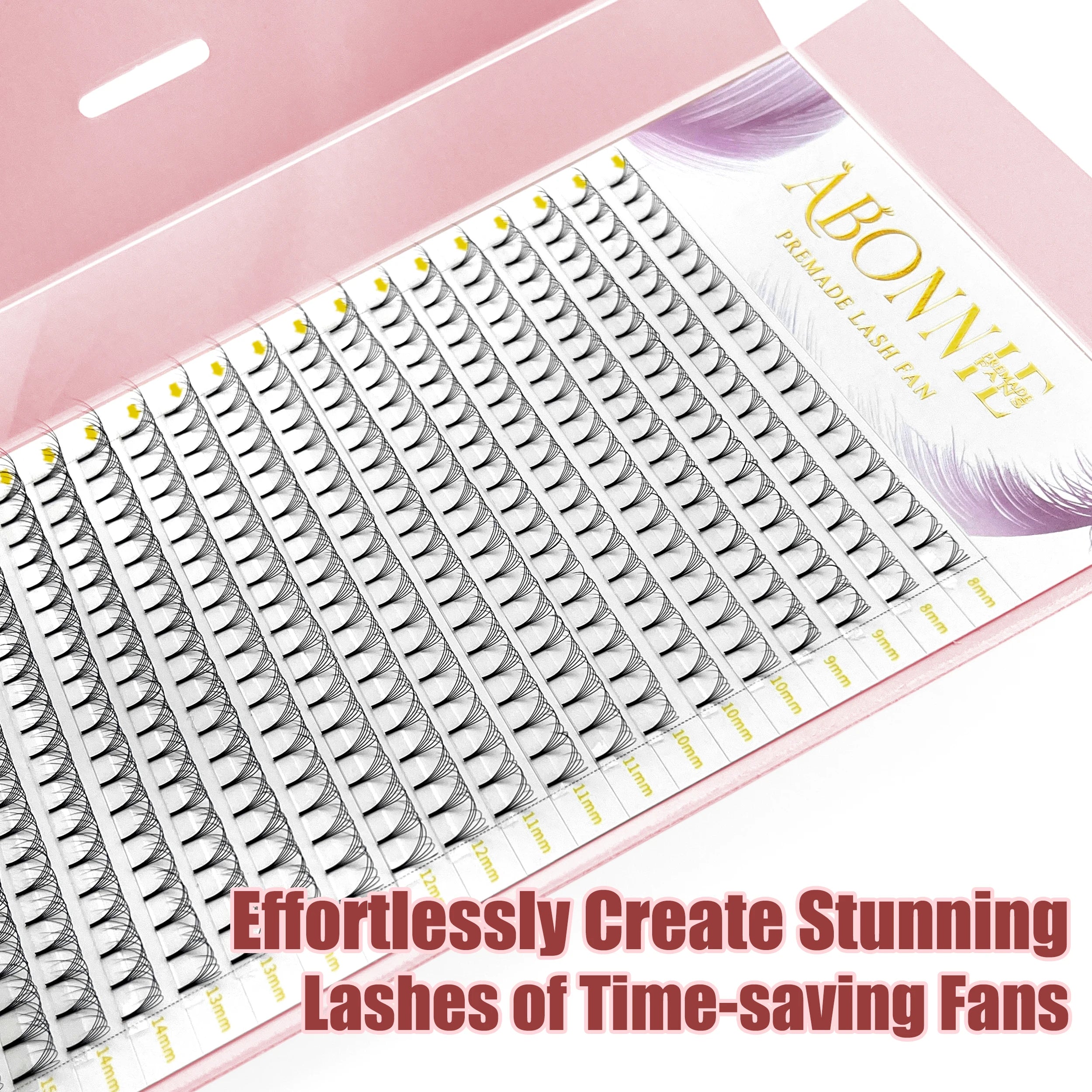 Abonnie 3D 5D 6D 8D Premade Volume Fans 0.07 Mink Pre Made Lashes Xxl Big Trays Short Stem Korean Pbt Pre-made Fans Supplies