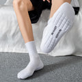 2023 Jingwen OEM Spring Autumn Men's Mid-tube Socks Sports Basketball Thick Towel Bottom Breathable White Socks