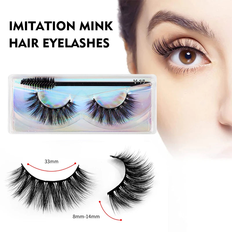 Custom Patent Triangle Fiber clear Band Natural Cat Eyelashes Invisible Band Faux Mink Full Strip Eye Lashes Private Label