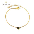 Ason Fashion Jewelry Stainless Steel 18k Gold Plated Waterproof Cute Charm Hearts Shape love Bangle Bracelet for Women Gift