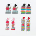 Fashion New Season Love Heart Simple Earrings Custom Printing Cartoon School Book Pencil Shape Acrylic Long Earrings