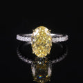 AR010 Abiding Oval Cut 8x12MM Fancy Light Yellow Cz Diamond Gemstone 925 Silver Full Eternity Engagement Ring Jewelry for Women