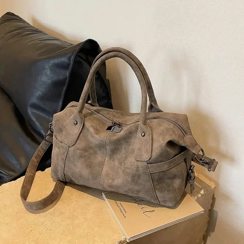 Large Capacity Faux Suede Shoulder Bags for Women Korean Design Fashion Ladies Tote Bag Travel Female Handbags Crossbody Bag