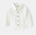 2 - 6 Years Kids Long Sleeve Solid Color Minimalist Button Shirt 100%Cotton Long Sleeve Kids Shirt Autumn New Clothes for Kids