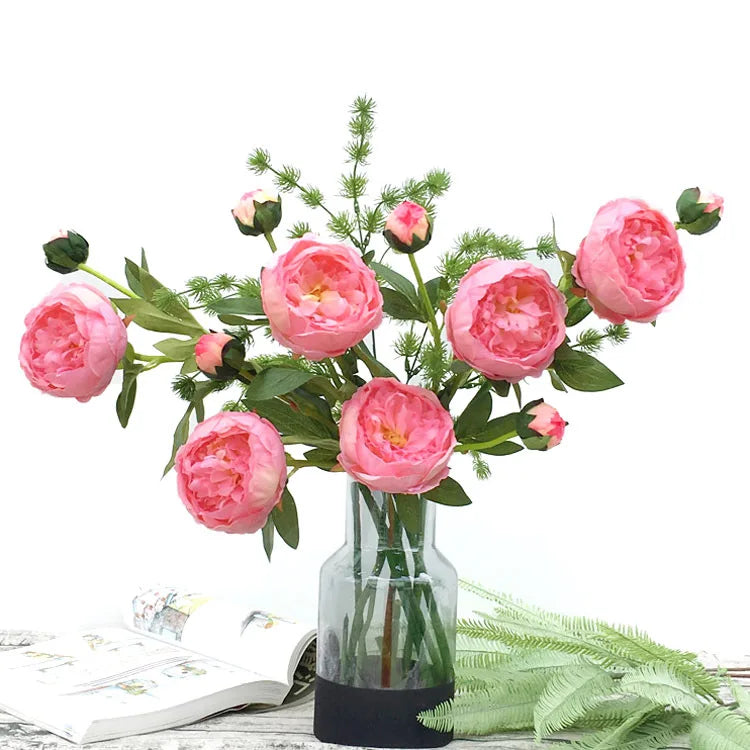 59cm Cheap Factory Price Single Two Heads Real Touch Flower Artificial Silk Flowers Red Roses for Wedding Decoration