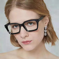 New Arrivals Custom Logo Popular Ins Clear Lens Eyeglasses for Ladies Square Rivets Women Glasses Anti Blue Light Glasses Women
