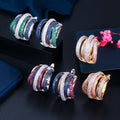 Luxury Twisted Lines Micro Cubic Zirconia Setting European Women Wedding Big Hoop Earrings Dubai Gold Plated Jewelry