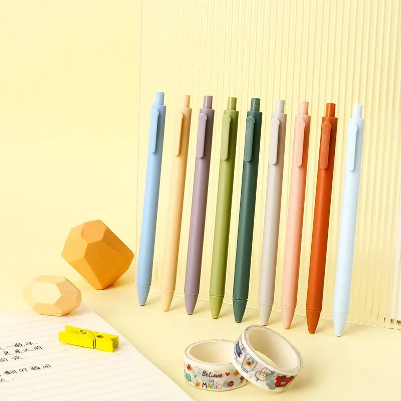 Macaron Vintage Ballpoint Pen Press Gel Pen Simple Press Black Plastic Pen Student Office Stationery