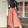 Women's High Waist Autumn's Hot Selling Casual Solid Button Jeans Straight Leg High Elasticity Fabric Loose Fit