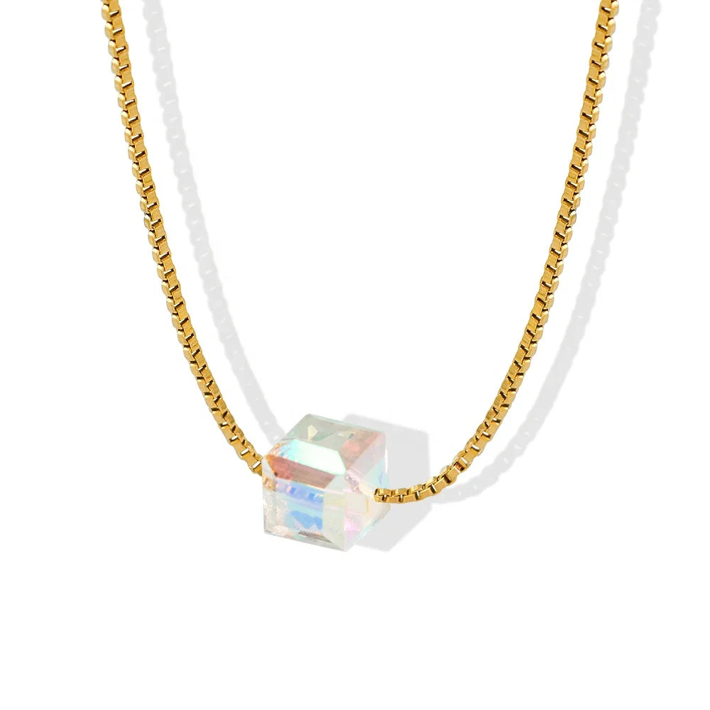Factory Profesional Glass Pendants Crystal Pendant Stainless Steel Necklace