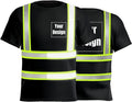 Hi Visibility Breathable  Black  Work Short Sleeve Uniforms  Reflective Safety   with logo Custom