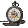 Mechanical Black Jewel Dragon Pocket Watch Series Imply Nostalgia Flip Cover Men's and Women's Necklace Watch Factory