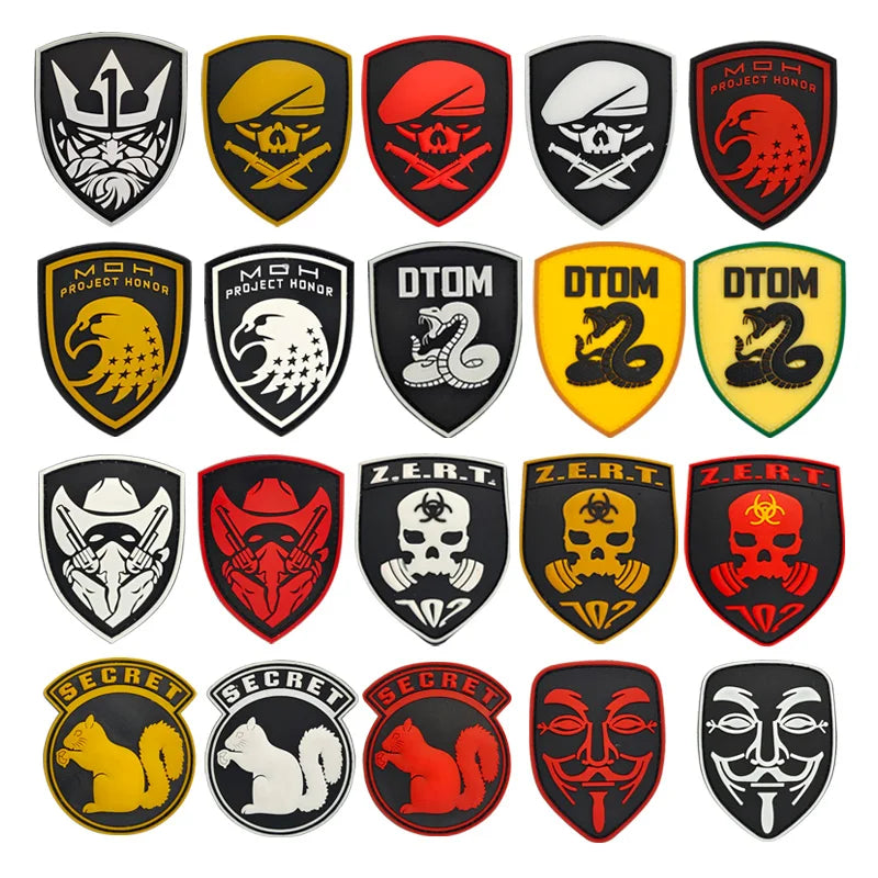 Morale PVC Patches for Clothing 3D Soft Rubber Chenille Lace Customized Beads with Hook
