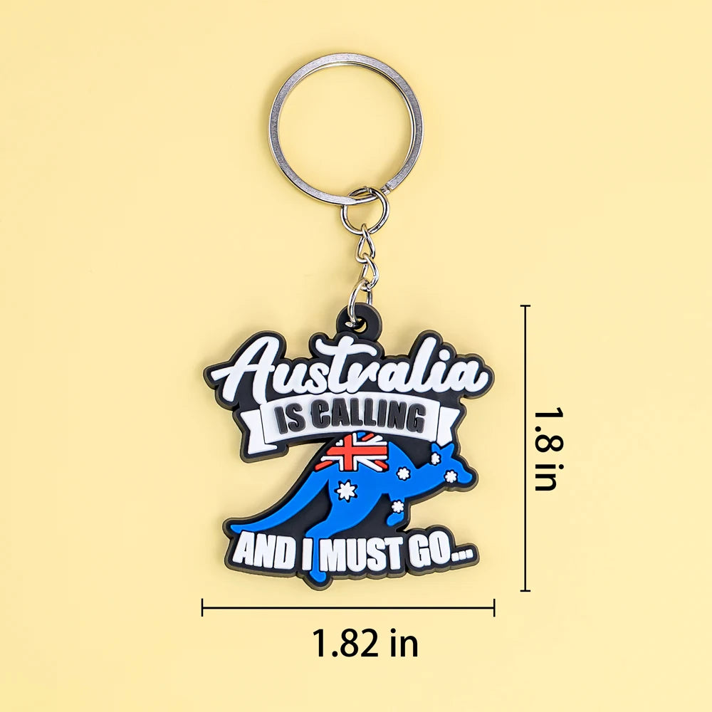 Wholesale Australia Keychain Soft PVC Great Barrier Reef and Boomerang Design for Tourism Souvenirs and Collectors