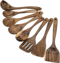 Natural Teak Wooden Spoons Cooking Utensil Set Nonstick Kitchen Gadgets with Non-Scratch Feature