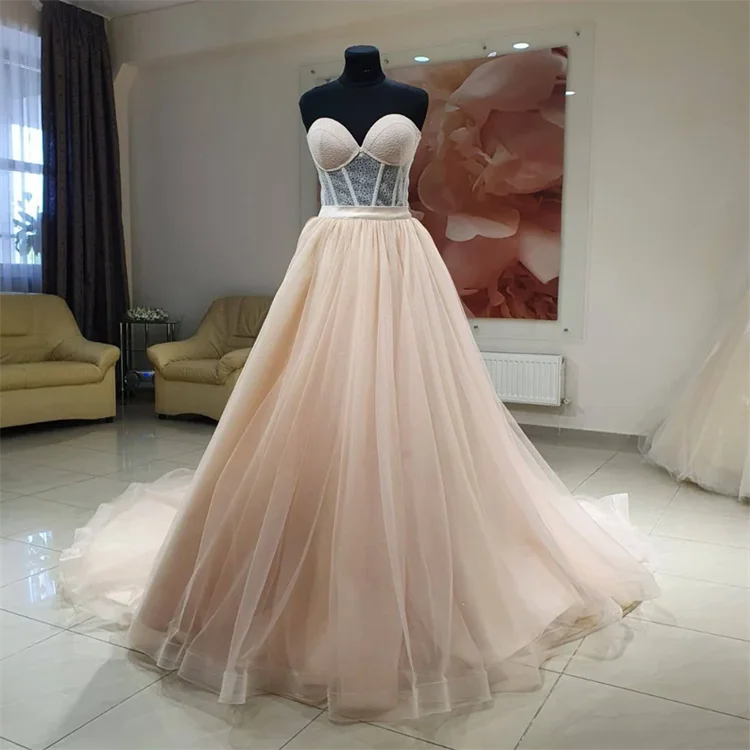 Simple Deep V-neck A-line Sleeveless Wedding  Dress Lace Wedding Dress Robe De Marriage  2023 Musulman Chere