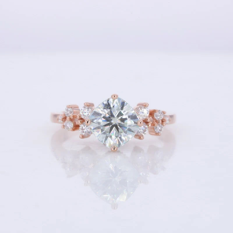2024 Jewelry Rings Moissanite Engagement Blue Moissanite Prices Discount Cushion Shape Blue Moissanite Custom Ring