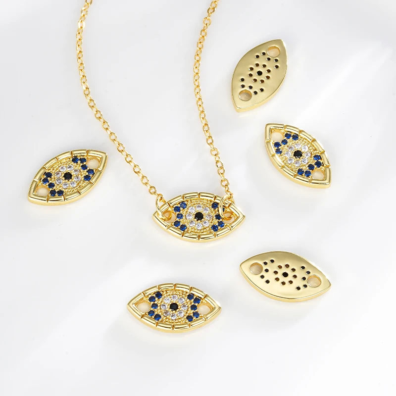 Monaco Style Inlay Zircon Pendants 18k Gold Plated DIY Bracelet Accessories Lucky Goddess EvilEye Pendant