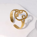 2026 New Jewelry Waterproof Hollow Stainless Steel Human Face Rings