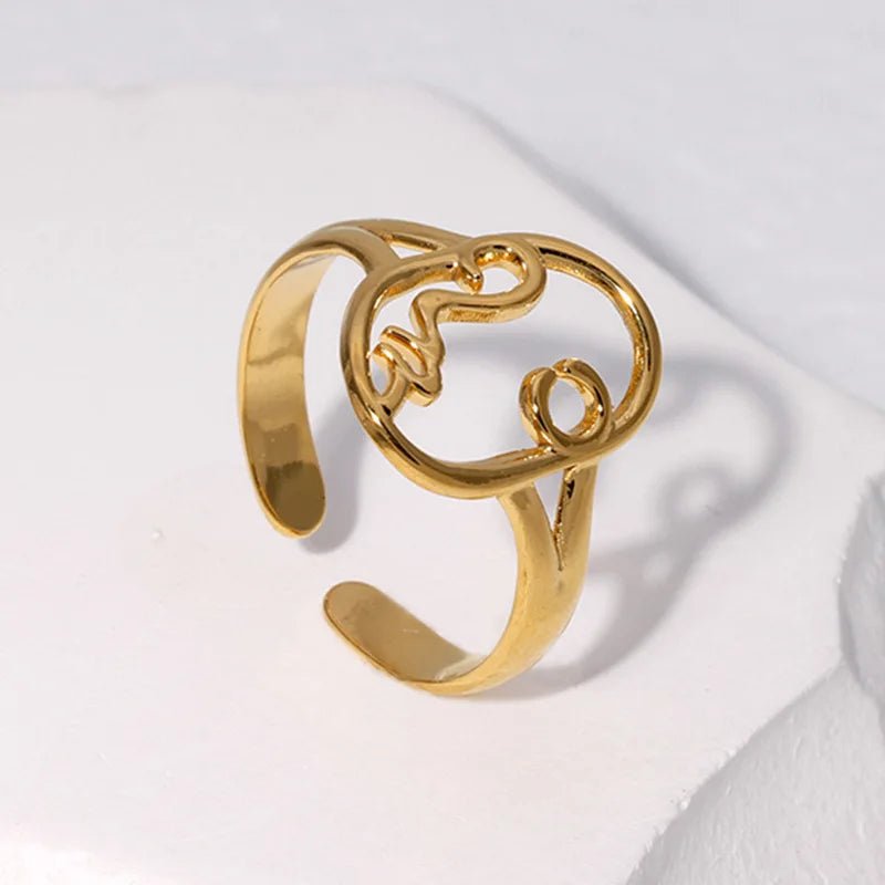 2026 New Jewelry Waterproof Hollow Stainless Steel Human Face Rings