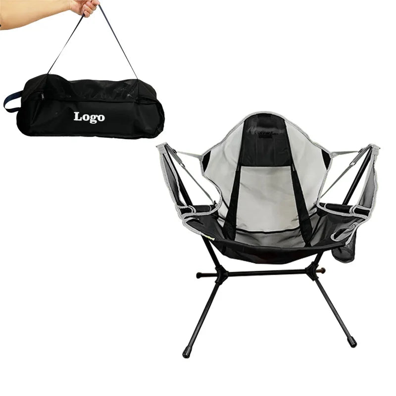 Outdoor Rocking Chair Aluminum Alloy Ultra-light Camping Fishing Chair Portable Folding Backrest Beach Moon Chair