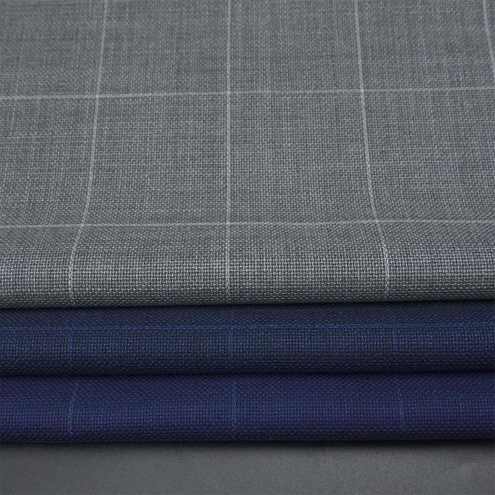 Italian Worsted Merino Wool Fabric Woven Yarn Dyed Eco-Friendly Medium Weight Men's Suit Jacket Material