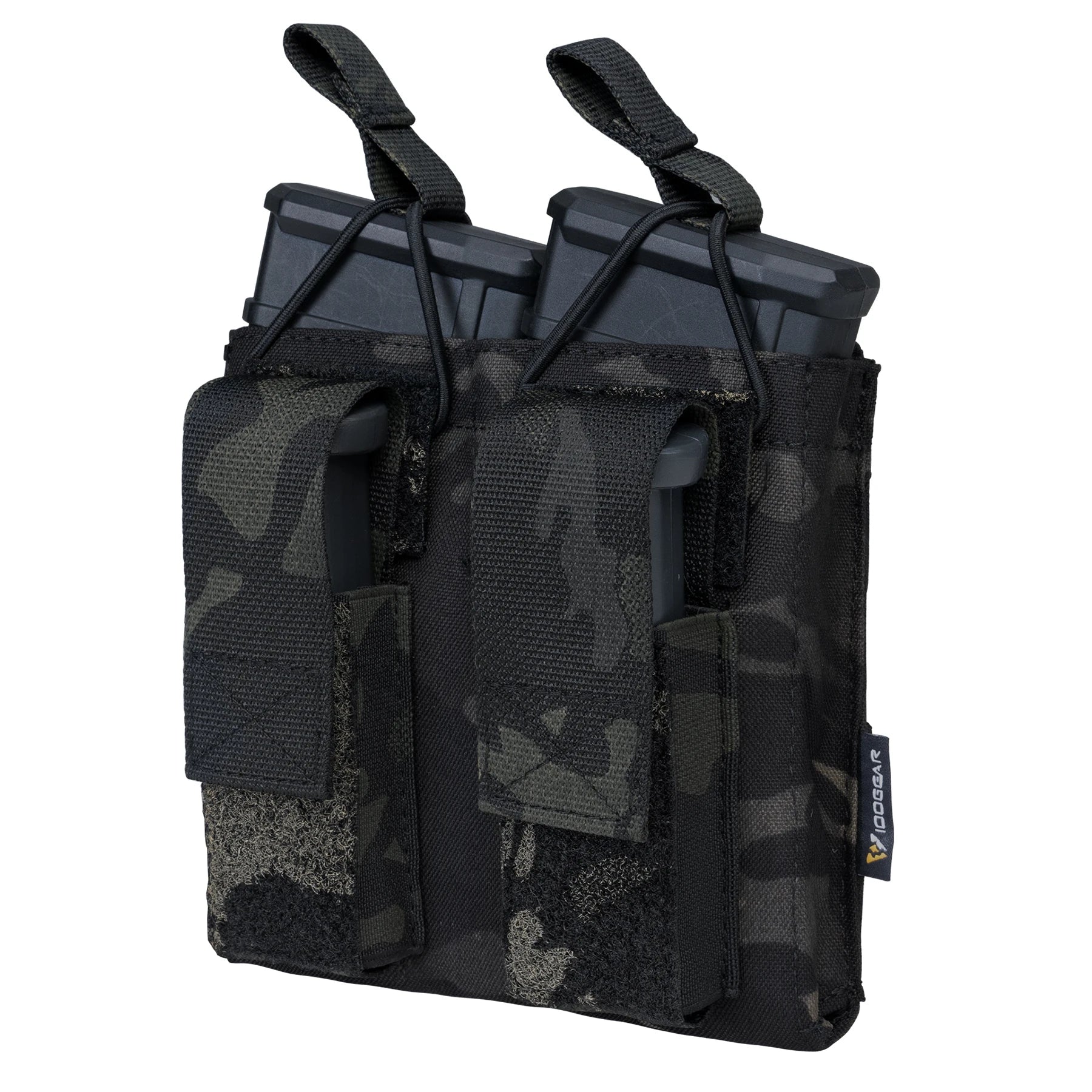 IDOGEAR 500D Nylon Double Stack Kangaroo Mag Pouch Tactical Molle Pouches M4 Magazine Pouch for 5.56mm 9mm Mags