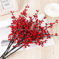 Christmas Ornaments Decoration Supplies Long Stem Tree Berries Pick Branches Red Fruits Red Artificial Holly Berry