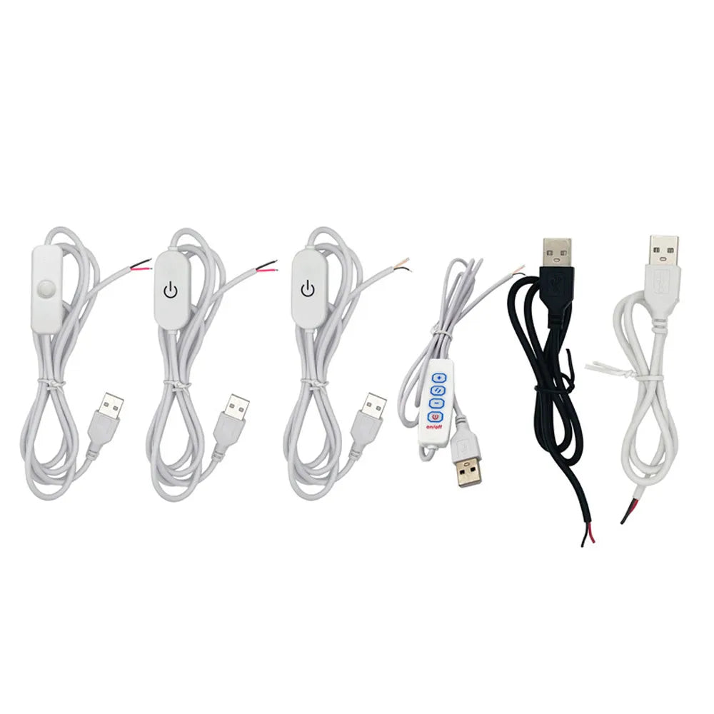 DC 5V USB Switching Power Cable 0.15/0.5/1/1.5m 22AWG White Black DIY Single Color CCT RGB LED Night Lights PVC Cable Power Cord