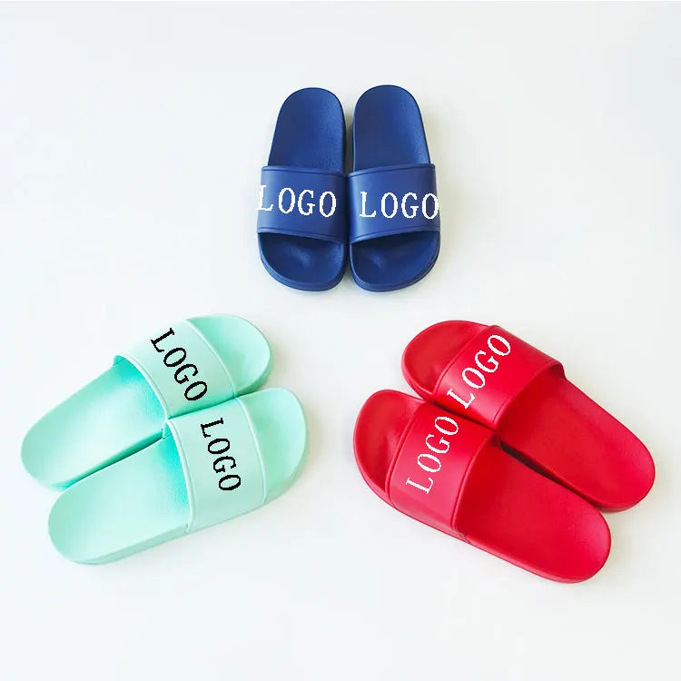 Manufacturer Hotel Bath Navy Blue Slipper Brand Logo Shoes Custom Print Design Men Sandal Quick Delivery Light Weight PVC Slides