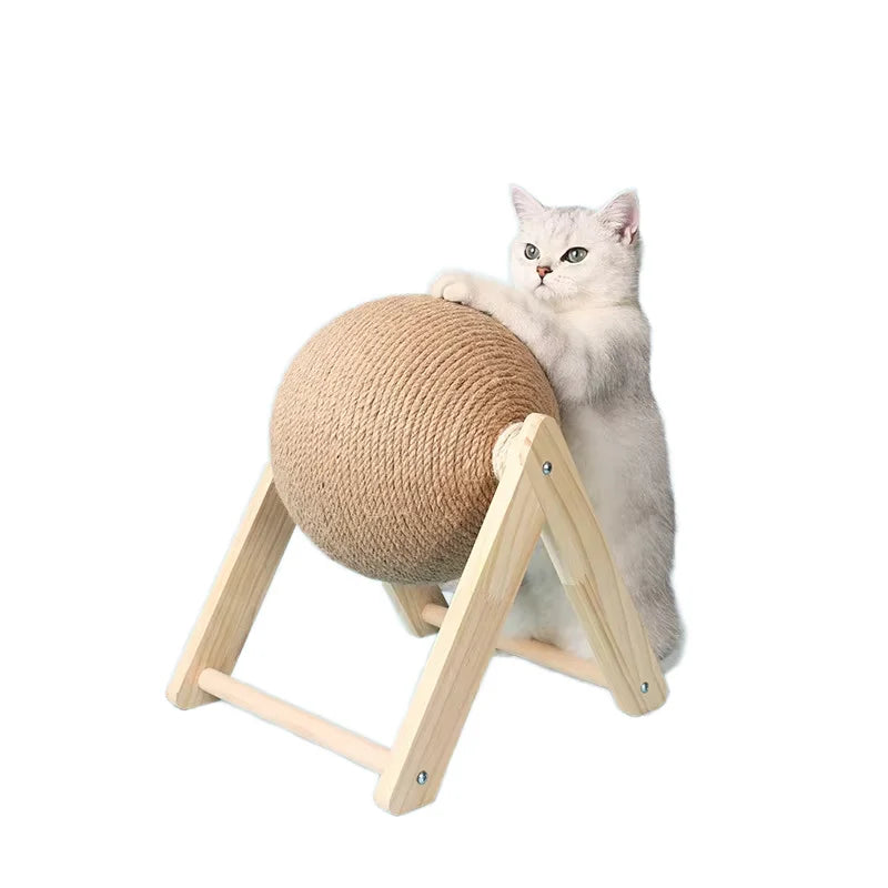 Sustainable Eco-Friendly Wood Cat Tree Scratching Ball Toy for Kitten Grinding Paws Wear-Resistant Pet Supplies