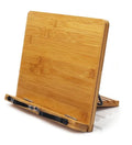 Adjustable Bamboo Cook Book Holder Sturdy Light Tablet Song Book Stand Wood with Page Holder Clips