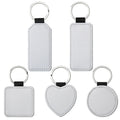 Heat Transfer Customized PU Leather Keychain Blanks Sublimation Heart Rectangle Round Shape Keychains Gift