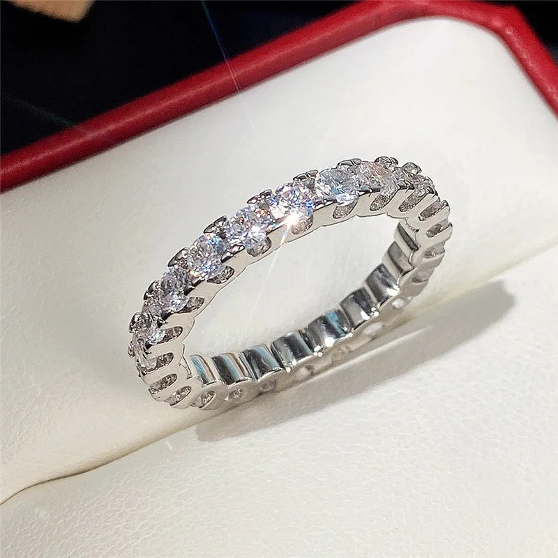 Luxury Minimalist Cz Jewelry Zircon Ring Design Geometric Full Pave Cubic Zirconia Crystal Rings