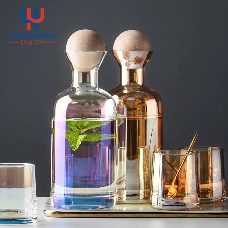 Bedroom 1200ml Borosilicate Glass Water Carafe & Pitcher Set Tea Pots & Kettles with Ball Lid and Tumbler Glass Cup