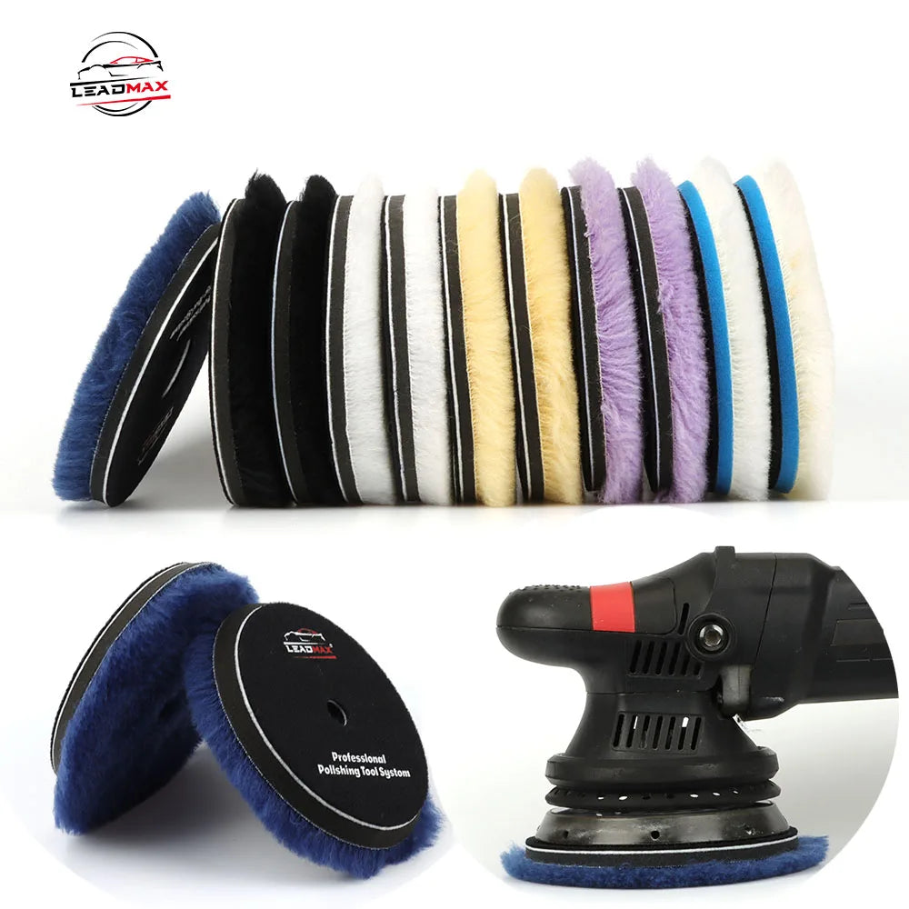LEADMAX Professional 5-6 Inch Wool Buffing Pad for Car Detailing Customizable OEM Vehicle Wool Polishing Buffer for Car Bodies