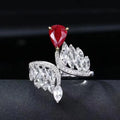 SGARIT Fine Custom Gemstone Jewelry 18k Gold Pear Cut 0.89ct Unheated Pigeon Blood Ruby GUILD Certified Women Ring