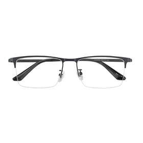 Fashionable Half Rim Men's Titanium Metal Eyeglasses Cool Optical Spectacles with Prescription Diamond Face Shape Match