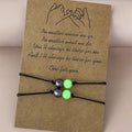 2Pcs/Set Charm Jewelry Handmade Weave Bracelet Black Gallstone Magnetic Beads Attract Luminous Beads Bracelet for Couple