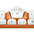Wholesale Orange Jewelry Holder Display Stand Women Pendant Earring Tray Leather Wedding Ring Necklace Display Prop Set