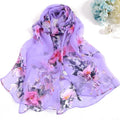 160 * 50cm Women Flower Print Long Soft Wrap Scarf Simulation Silk Feel Polyester Shawl Scarves Large Silk Chiffon Scarf