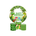 Customized Background Dessert Plinth Cylinder Party Stage Decoration White 7ft Stand Birthday Circle Backdrop